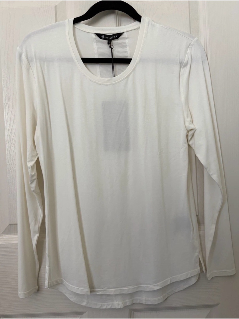 Allwear Modal Long Sleeve Scoop Neck Tee in White
